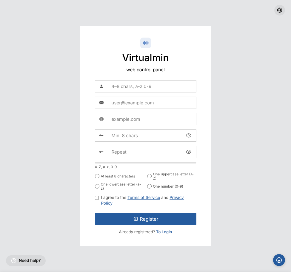 VI-Register Portal Interface